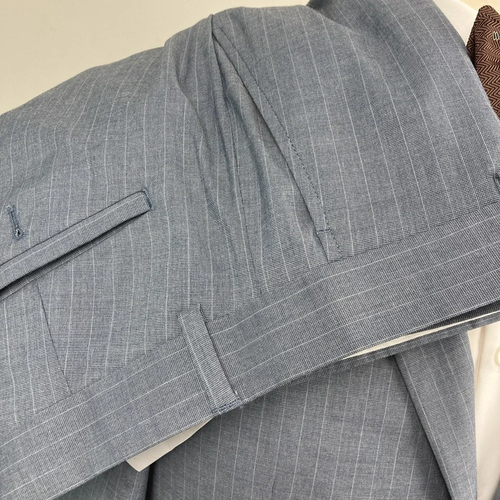 Kenneth Cole Reaction Men's Pinstripe Slim-Fit Techni-Cole Suit Blue 38S 30W 30L